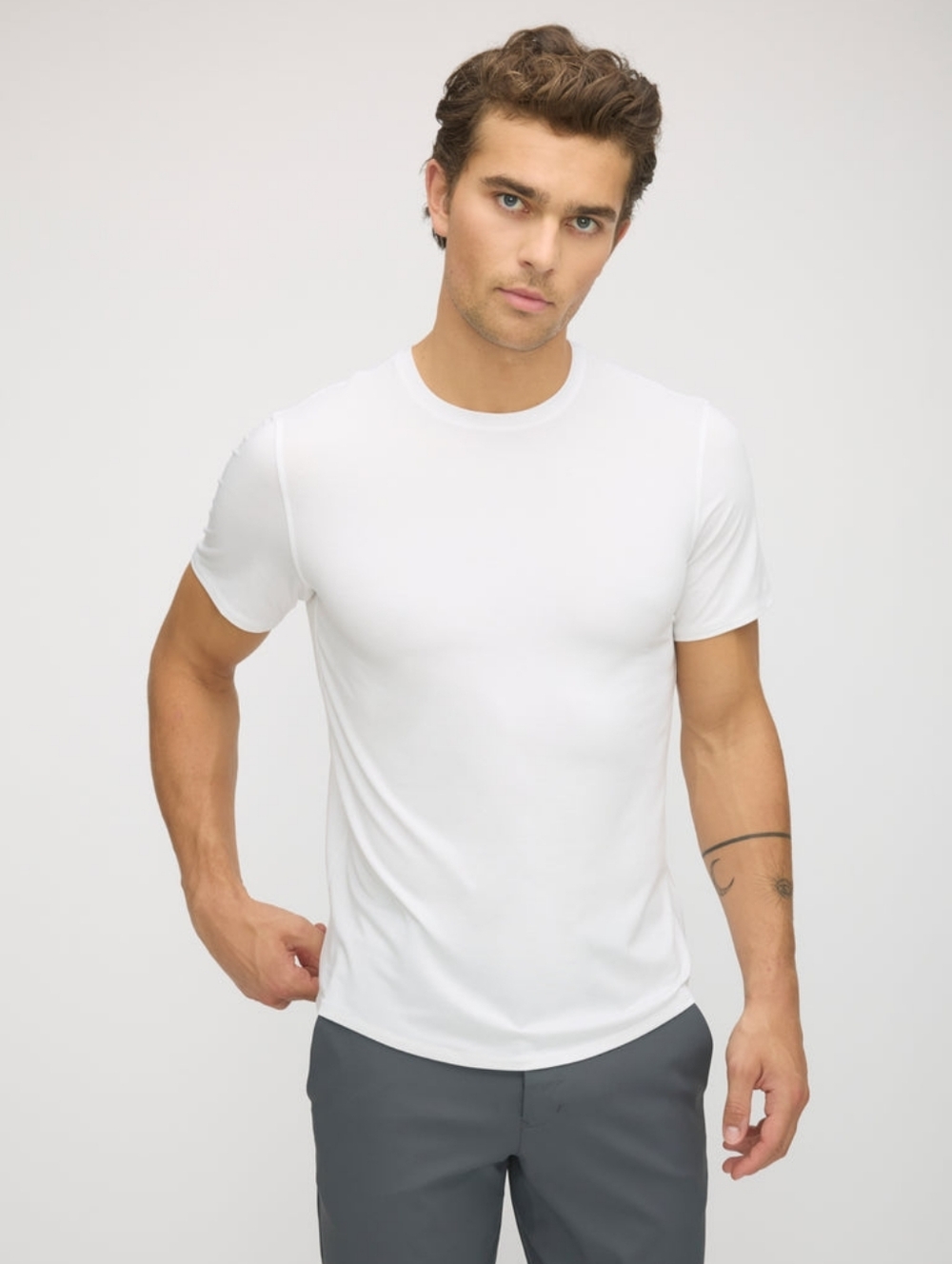 Men's White Performance Crew Neck T-Shirt